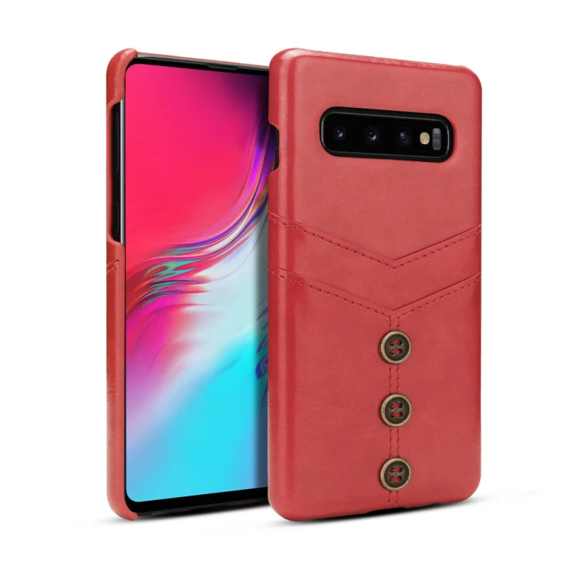 Винтажный чехол из искусственной кожи восковой кожи для samsung Galaxy S10 Plus S10E S10 5G чехол-держатель для задней карты чехол для телефона samsung Galaxy S10 5G - Цвет: Красный