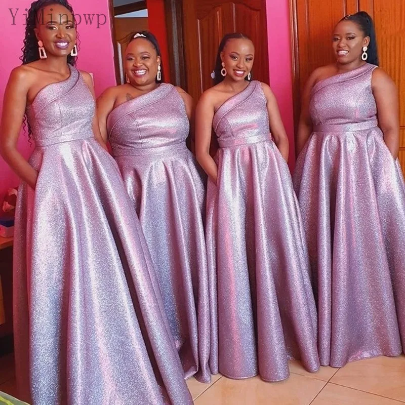 Africa-Bridesmaid-Dresses-for-Plus-Women-One-Shoulder-Floor-Length-A ...