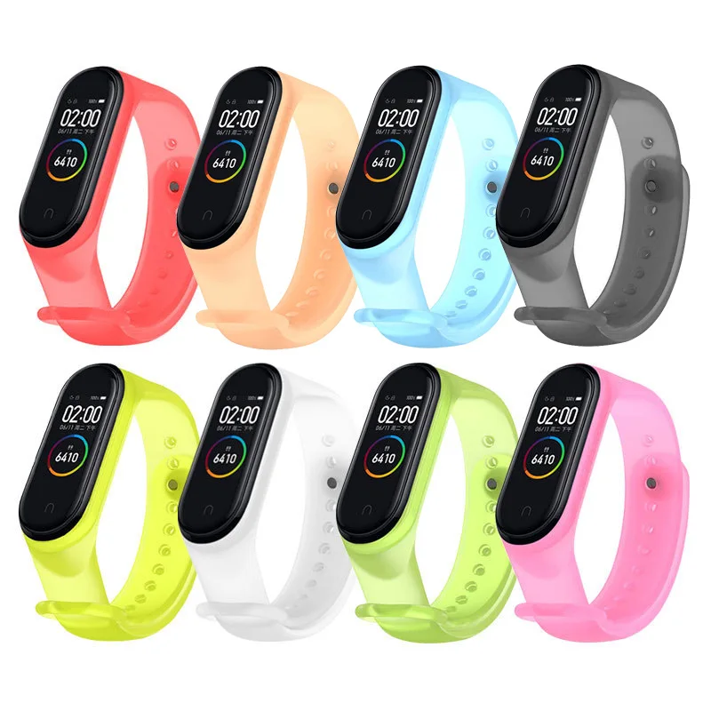 50 Pieces/lot Transparent Strap For Xiaomi Mi Band 4 and 3 Replacement Bracelet Silicone Soft TPU Wristband Xio mi | Электроника