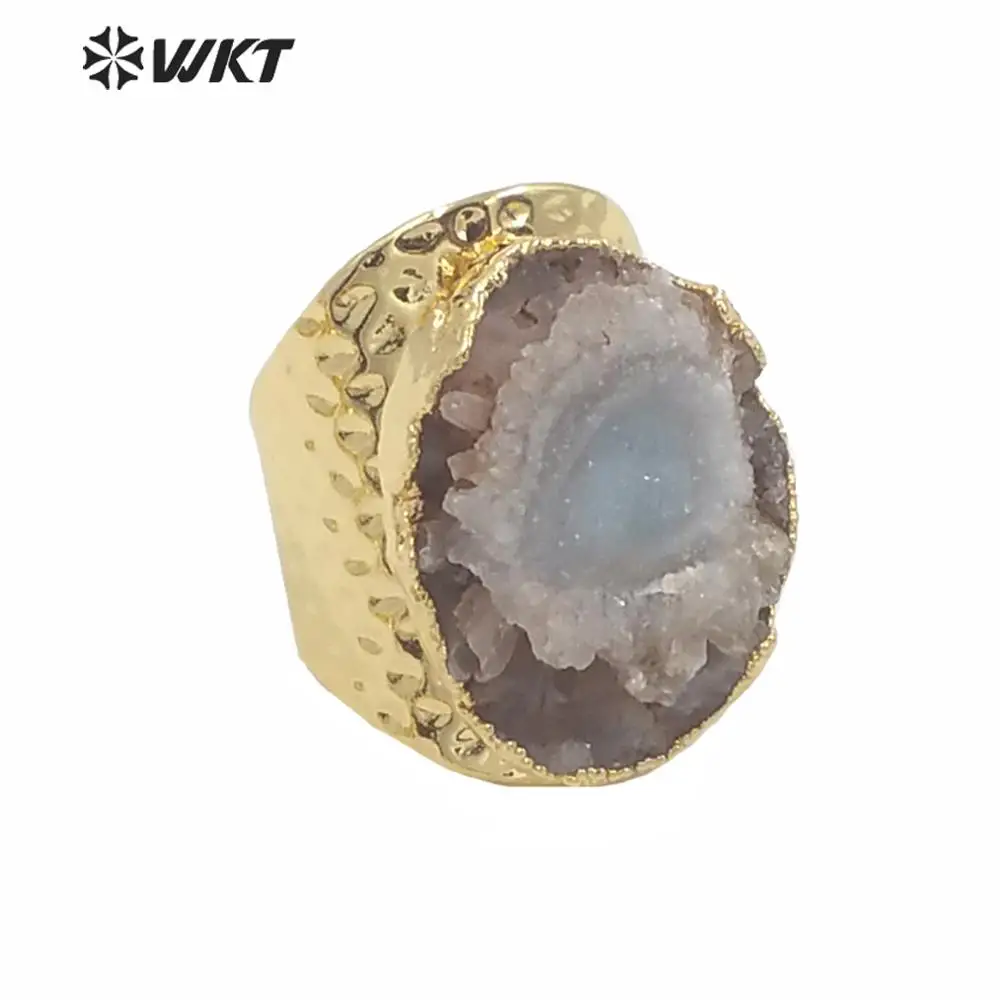 Потрясающие кольца для сигар raw druzy at gate с 24 каратным золотом и гальваническим