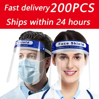 

200PCS Protection Face Shield Anti-fog Dust Proof Mask Face Protection Oil-resistant Transparent Protective Mask
