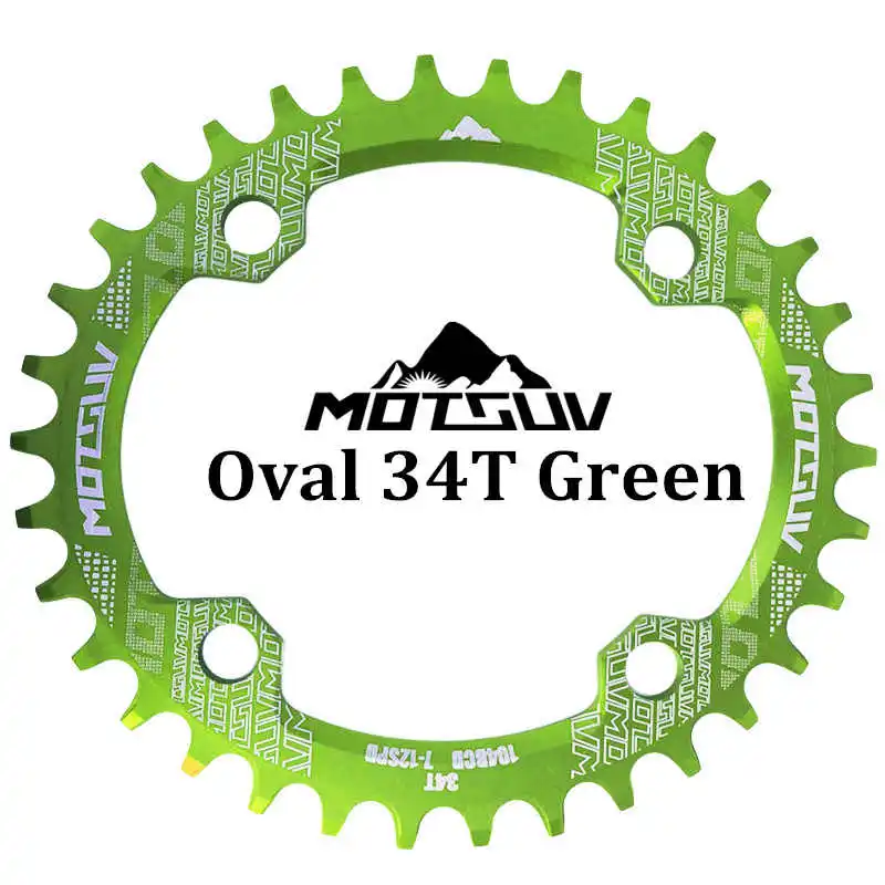 MOTSUV велосипед Crank 104BCD 32 T/34 T/36 T/38 T овальная Звездочка узкий широкий MTB велосипедная Звездочка круг шатунная пластина запчасти для велосипеда - Цвет: Green Oval 34T