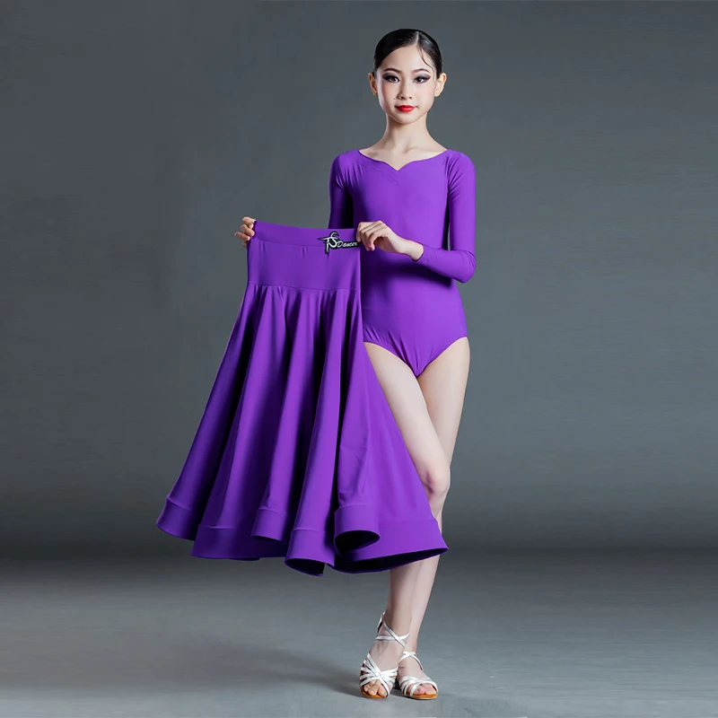 Girls Ballroom Dance Costume Autumn Blue/Purple Tango Waltz Dancing Clothes Standard Competition Dancewear Practice Wear VDB4569