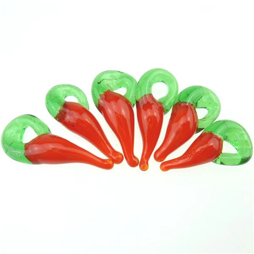 30 шт./лот маленькие бусины из красного чили с муранским стеклом подвески для