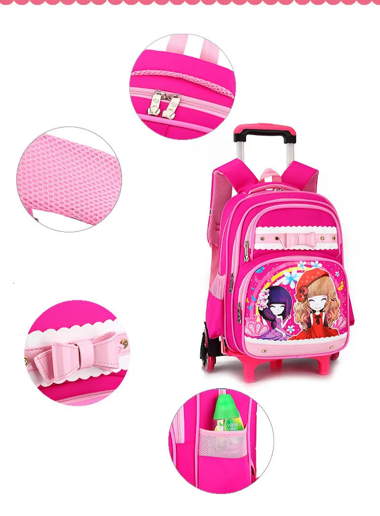 bags Trolley children School Bags Girls backpacks Wheels Travel waterproof Luggage backpack kids Rolling detachable schoolbags