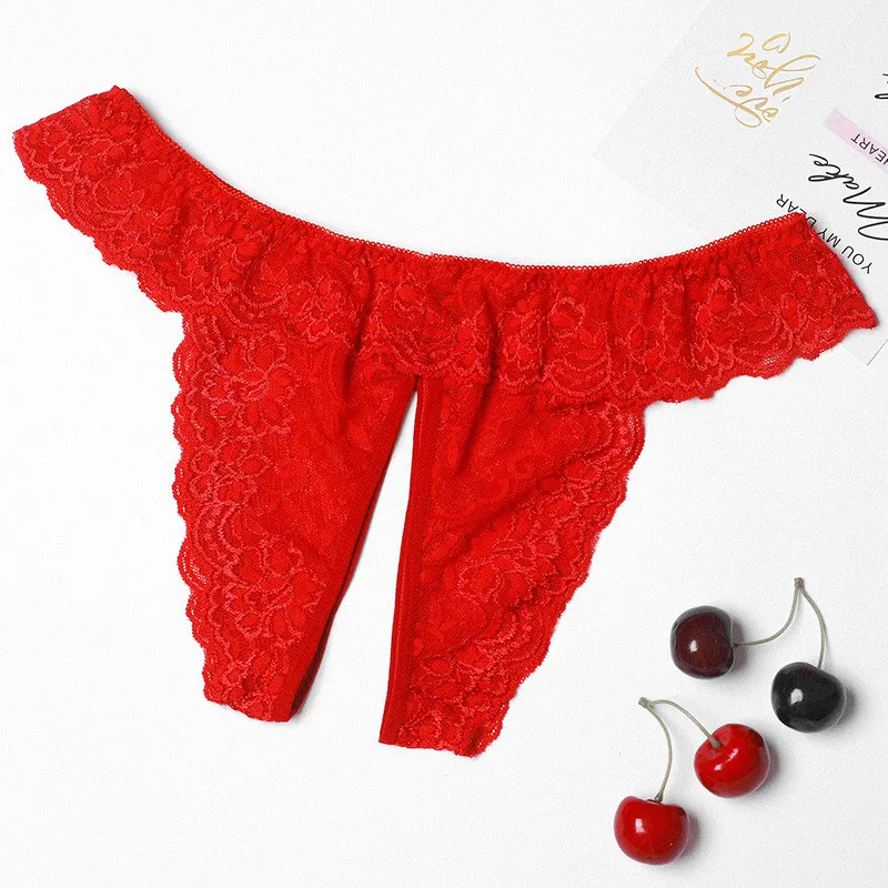 Open Crotch Sexy Panties Lace Transparent Erotic Panties Plus Size Erotic Lingerie Women's Sex Briefs Female Erotic Underwear