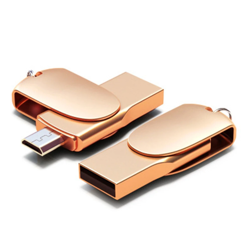 OTG USB флэш-накопитель 8 Гб оперативной памяти, 16 Гб встроенной памяти, 32 ГБ, 64 ГБ, 128 ГБ металлическая подвеска для Android мобильных телефонов, планшетов 2,0 U диск запоминающее устройство-розовое золото - Цвет: Rose Gold 32GB
