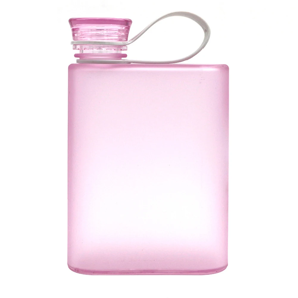 Pink Бутылка для воды Memo shape маленькая квадратная плоская прозрачная походная герметичная портативная термостойкая Спортивная походная Подарочная домашняя - Цвет: Pink