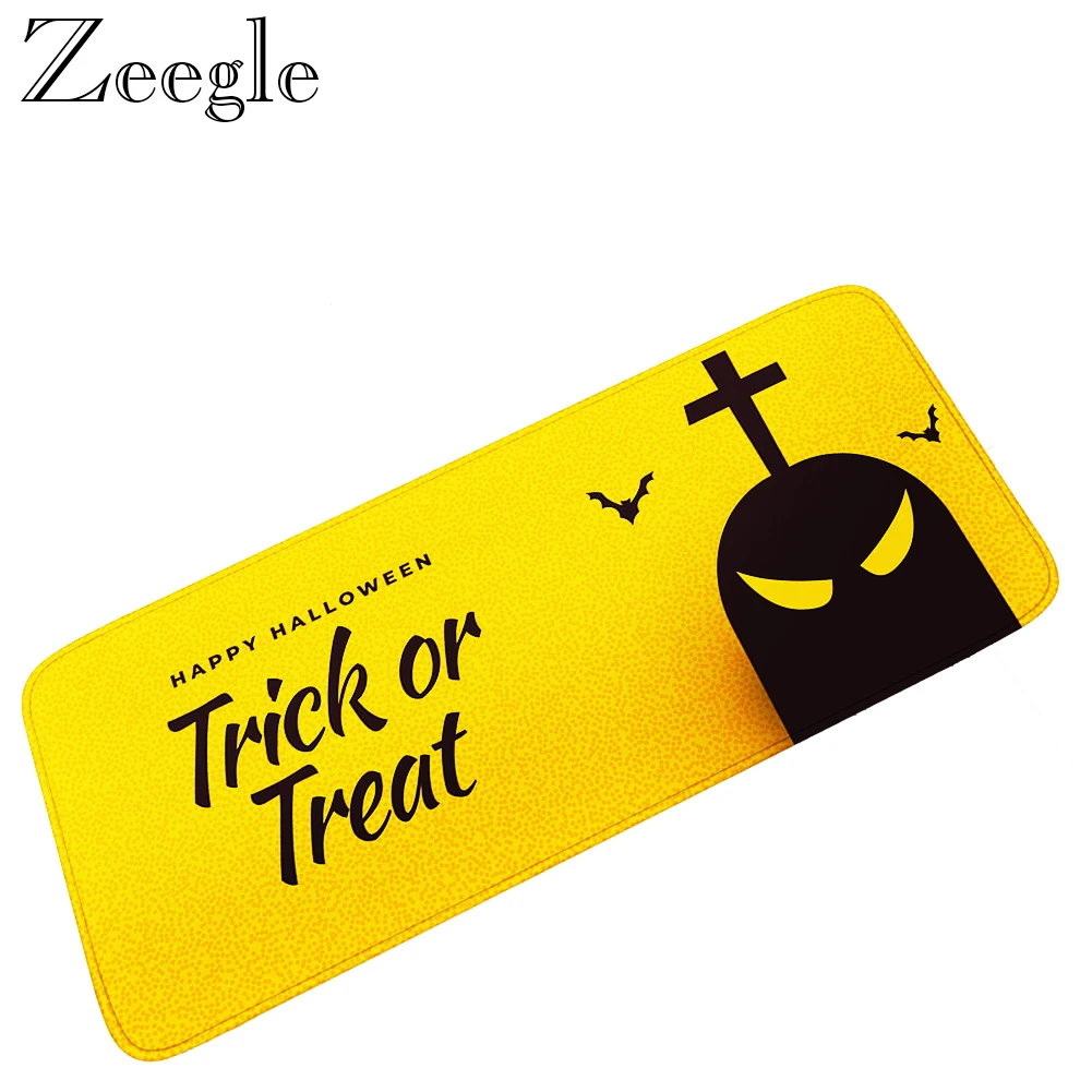 Zeegle Halloween Kitchen Long Carpet Flannel Living Room Rug Anti-slip Bathroom Carpet Absorbent Foot Mat Washable Bedroom Rug