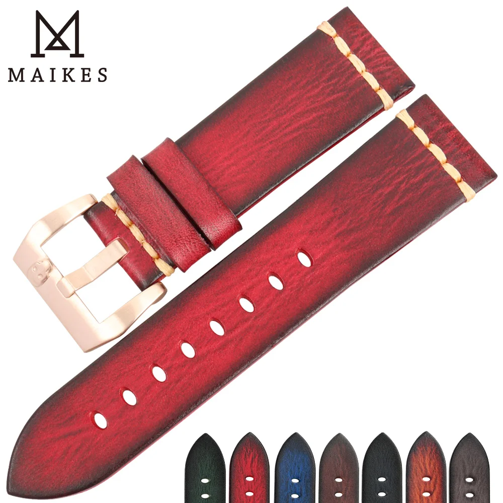 Maikes Watch Accessories Genuine Leather Watchband 20mm 22mm For Samsung Gear s3 Replacement 18mm PUNK Watch Strap Bracelets