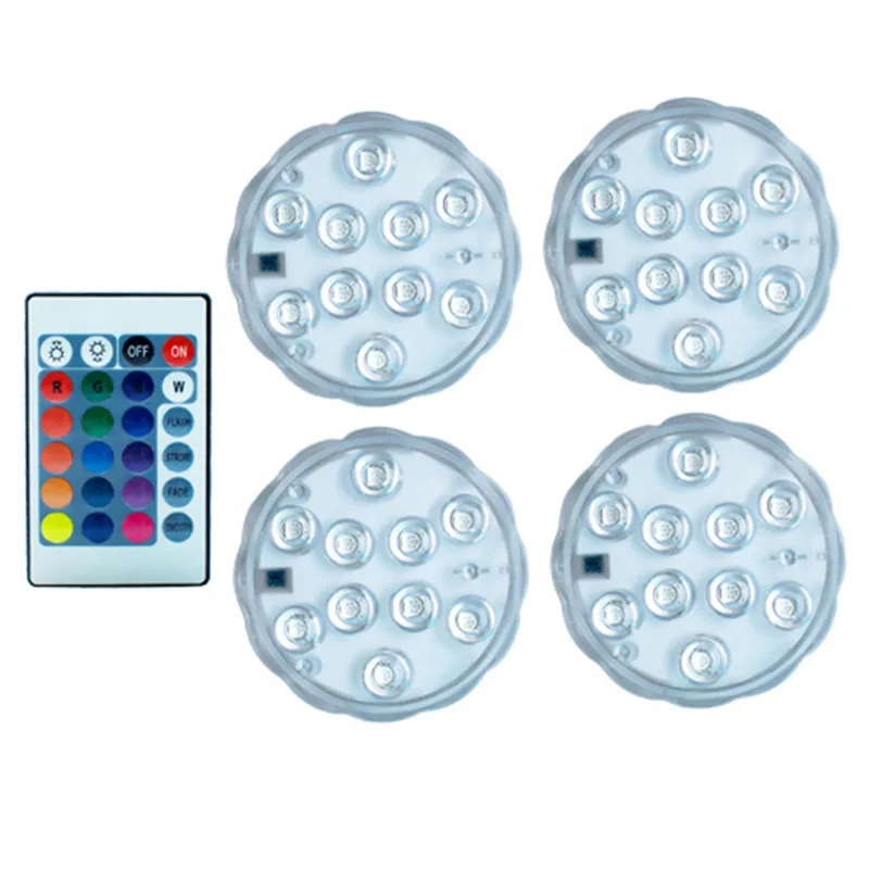 4 lamp 1 cntroller RGB Подводные светодиодные лампы на батарейках Подводные точечные светильники с дистанционным наружным ваза чаша Садовый пруд вечерние украшения - Испускаемый цвет: 4 lamp 1 cntroller