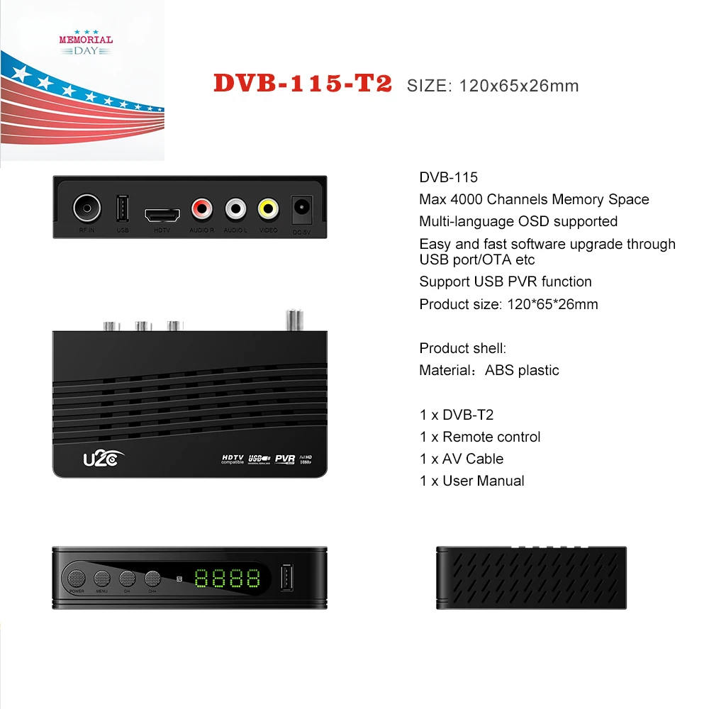 U2C DVB-T Смарт ТВ Box HDMI DVB-T2 T2 STB H.264 HD tv цифровая эфирный приемник DVB T/T2 компьютерной приставки к Коробки ТВ Россия
