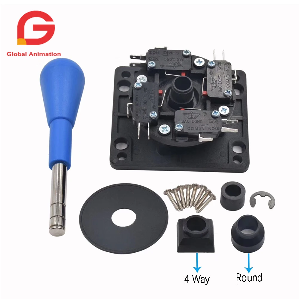 DIY Arcade HAPP Style Precision Joystick 2Pin Switchable 4/8 way Operation, With Multi color Elliptical Handle for Game Machine
