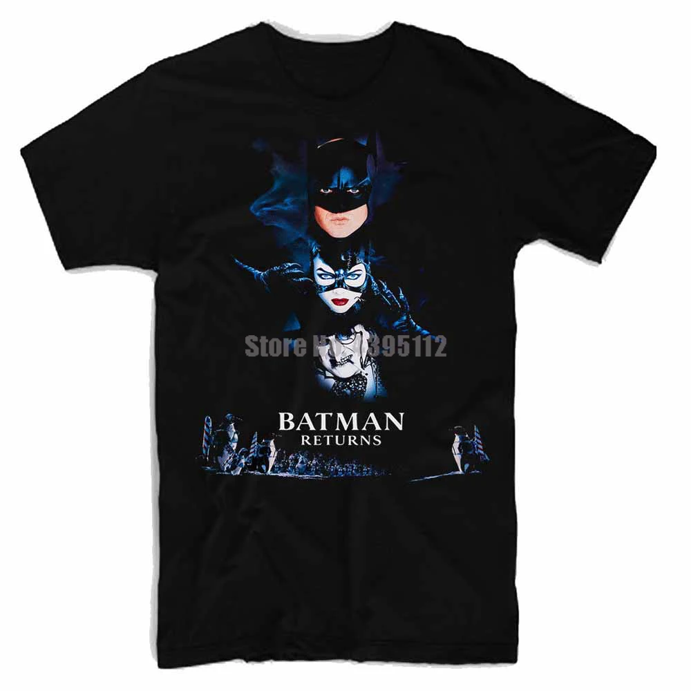 

Batman Returns Movie Poster Men Tee Shirt Streetwear Fashion Tshirt Cool Logo Tshirts Black And White T Shirts Tops For Man