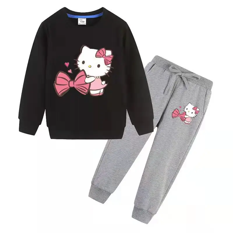 thumbnail image 1 of Hello Kitty primavera y otoño suéter lindo de algodón para niños pantalones deportivos casuales de dos piezas de manga larga para niña para chico, 1 of 5