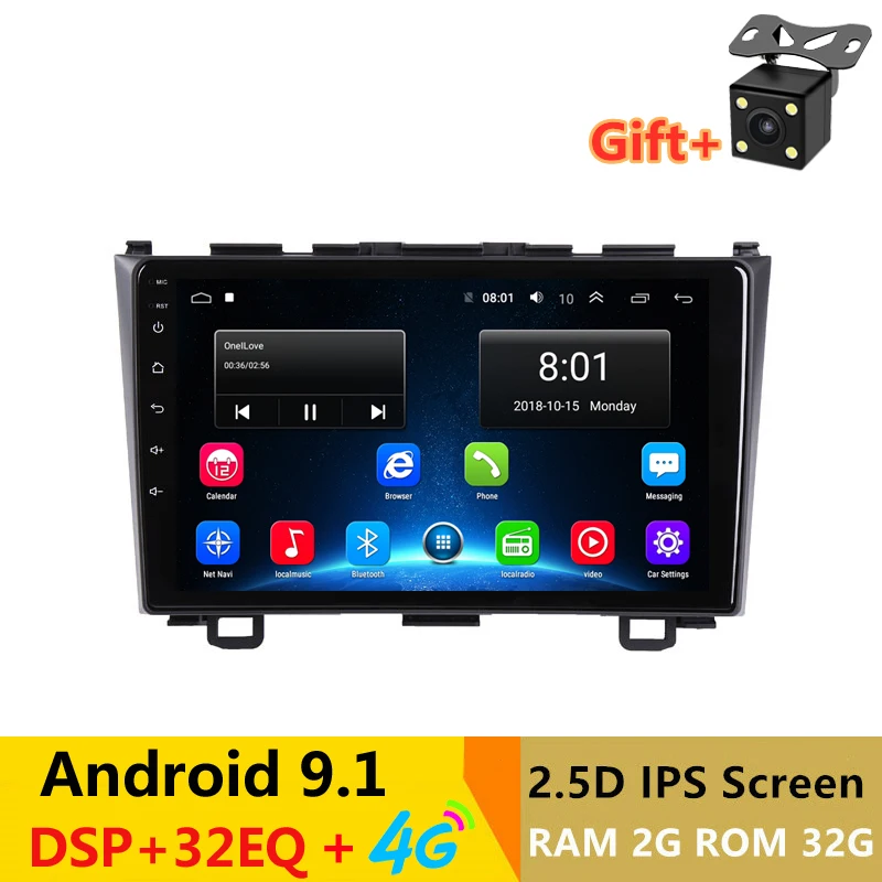 " 2.5D ips Android 9,1 автомобильный DVD мультимедийный плеер gps для Honda CRV 2007 2008 2009 2010 2011 компактное минирадио 32EQ стерео навигация