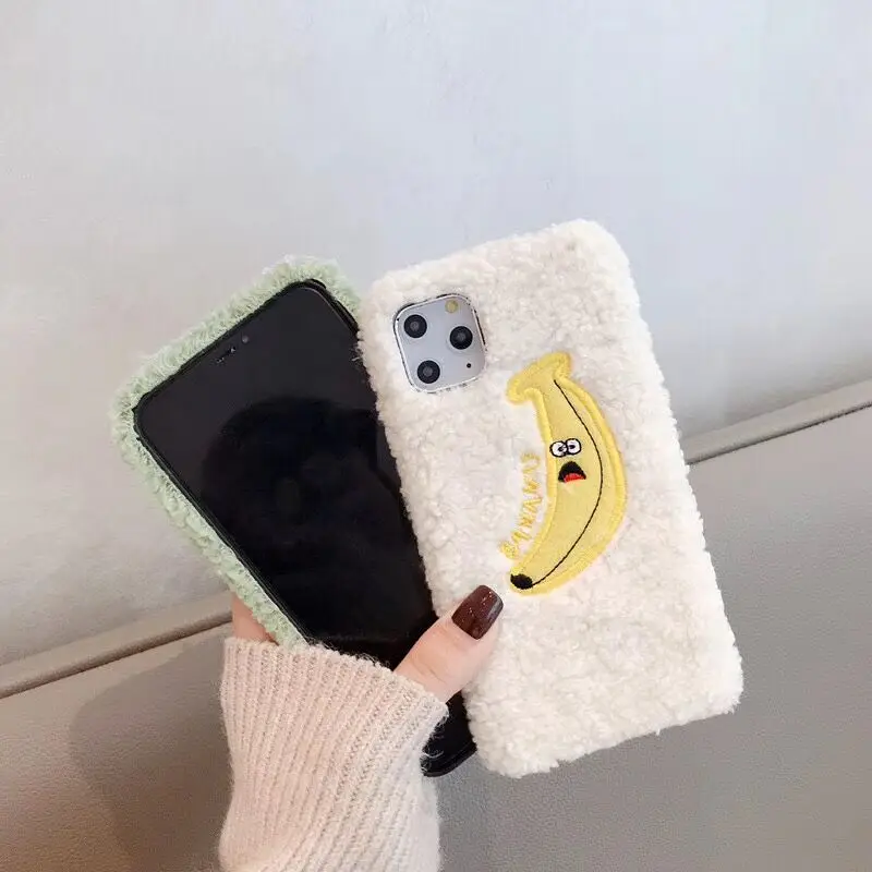 Мультяшный милый фруктовый банан авокадо чехол для телефона для iPhone 11 Pro Max XR XS Max 6 6S 7 8 Plus X модный плюшевый зимний чехол-накладка