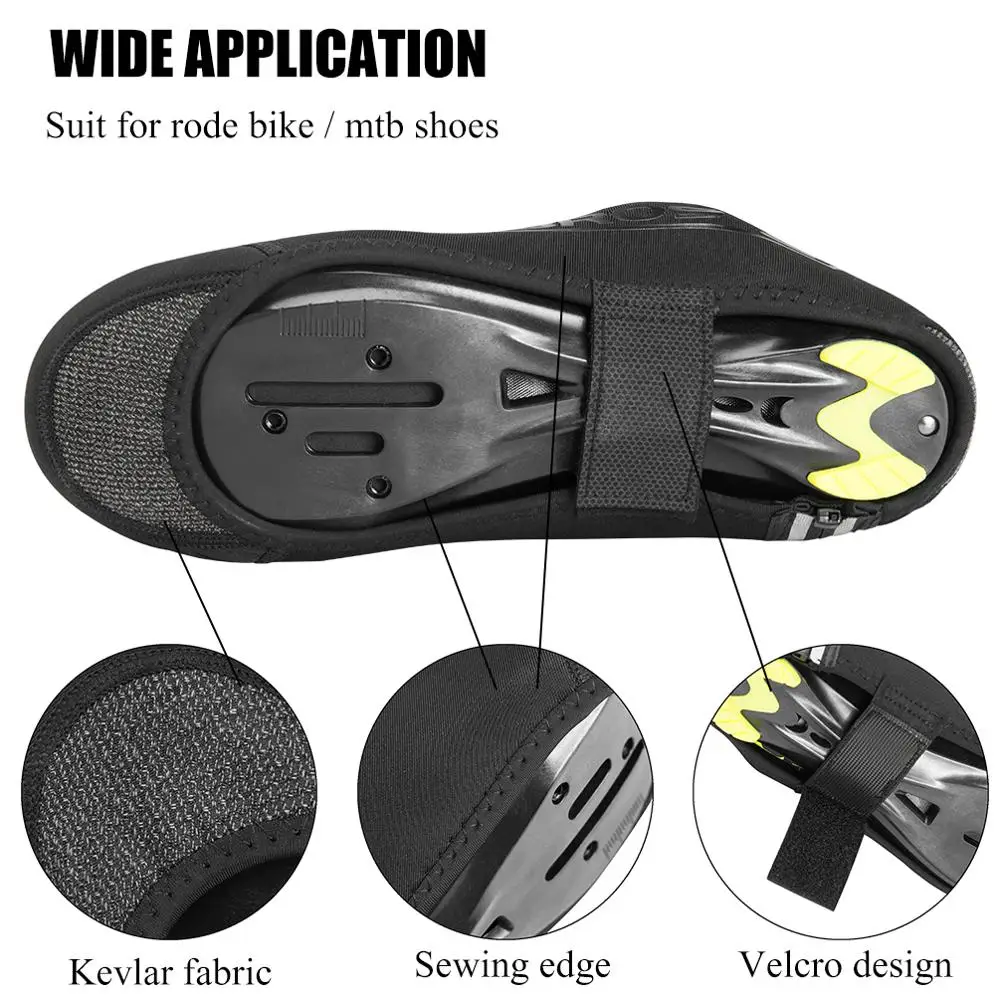 Bicycle Shoe Covers ROCKBROS Winter Cycling Shoe Cover MTB Warmer Overshoes Bike Bicycle Shoes Covers Reflective Windproof Waterproof Protector