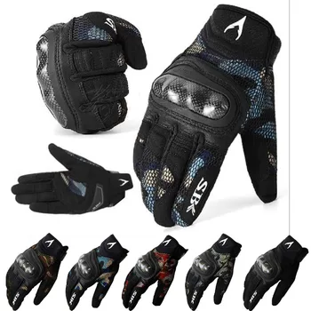 

Summer SBK motorcycle full finger gloves carbon fiber protective shell breathable camouflage riding motorbike glove touch screen