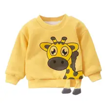 Милые толстовки с героями мультфильмов для маленьких мальчиков и девочек, эластичная флисовая толстовка средней длины с оленем для детей ясельного возраста