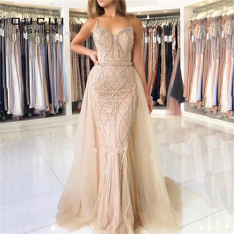 Oucui Dubai Luxe Sexy Avondjurken Lange Sweetheart Parels Crystal Naakt Wit Backless Mermaid Avondjurken Robe OL103332 Oucui Dubai Luxe Sexy Avondjurken Lange Sweetheart Parels Crystal Naakt Wit Backless Mermaid Avondjurken Robe OL103332