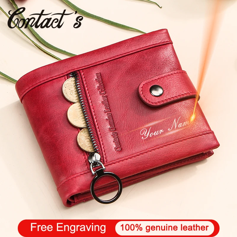 Contact's cartera de piel auténtica para mujer, pequeño, tarjetero, cartera mano, multifunción|Carteras| AliExpress