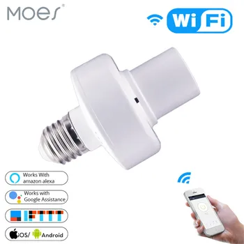 

WiFi Smart Light Bulb Adapter Lamp Holder Base AC Smart Life/Tuya Wireless Voice Control with Alexa Google Home E27 E26 85-265V