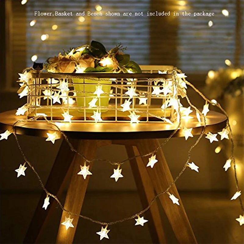 

BRELONG Star String Light, Battery Drive LED Flashing Light 50LED Fairy Light, Warm White, for Christmas Day Decorative Lights