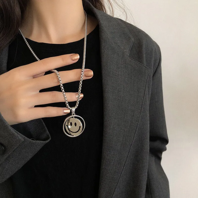 Smiley Necklace Titanium Steel Does Not 