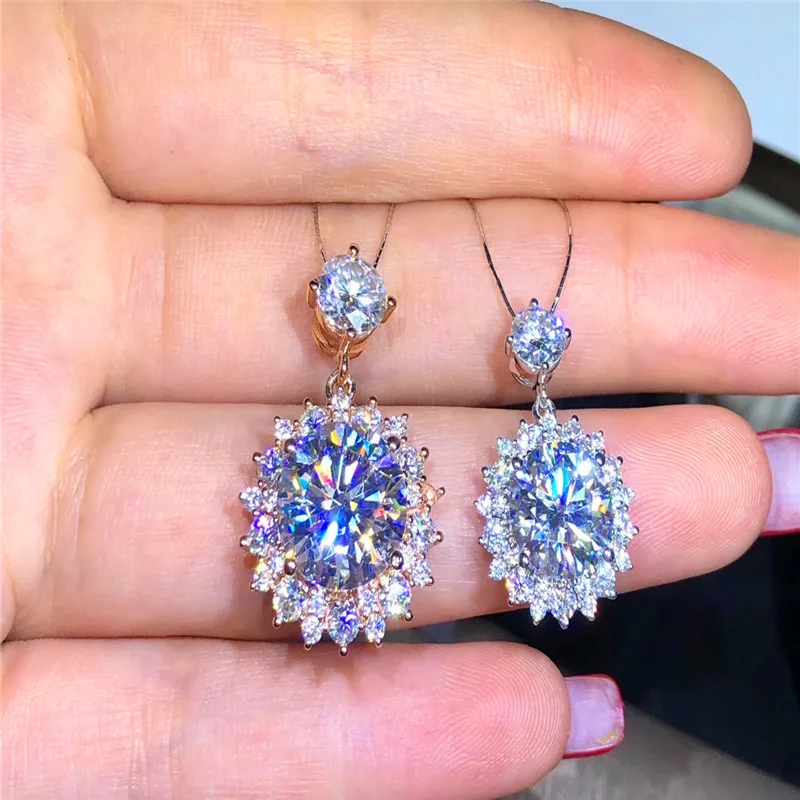 Yellow Gold 1.0CT 18K золото Муассанит ожерелье кулон роскошный стиль для женщин - Цвет камня: Yellow Gold 1.0CT