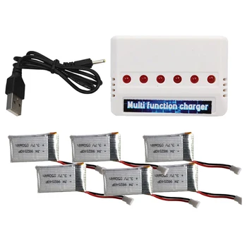 

6in1 Battery Charger+6Pcs 3.7V 850mAh Lipo Battery For Syma X5SW X5SC RC Drone