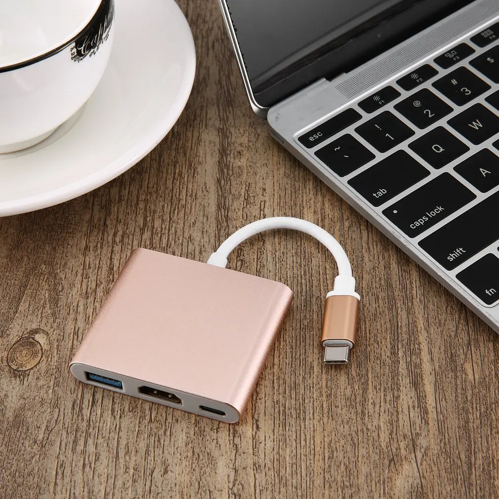 USB 3,1 type C к USB 3,0+ HDMI+ type C 3 в 1 адаптер для зарядки переходник тройной экранированный