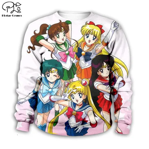 Kids sweatshirts Children Kid baby girl clothing Sailor Moon 3D Hoodies cartoon print daughter Sweatshirt tshirt toddler zipper hooded pullover - Цвет: Kids sweatshirts