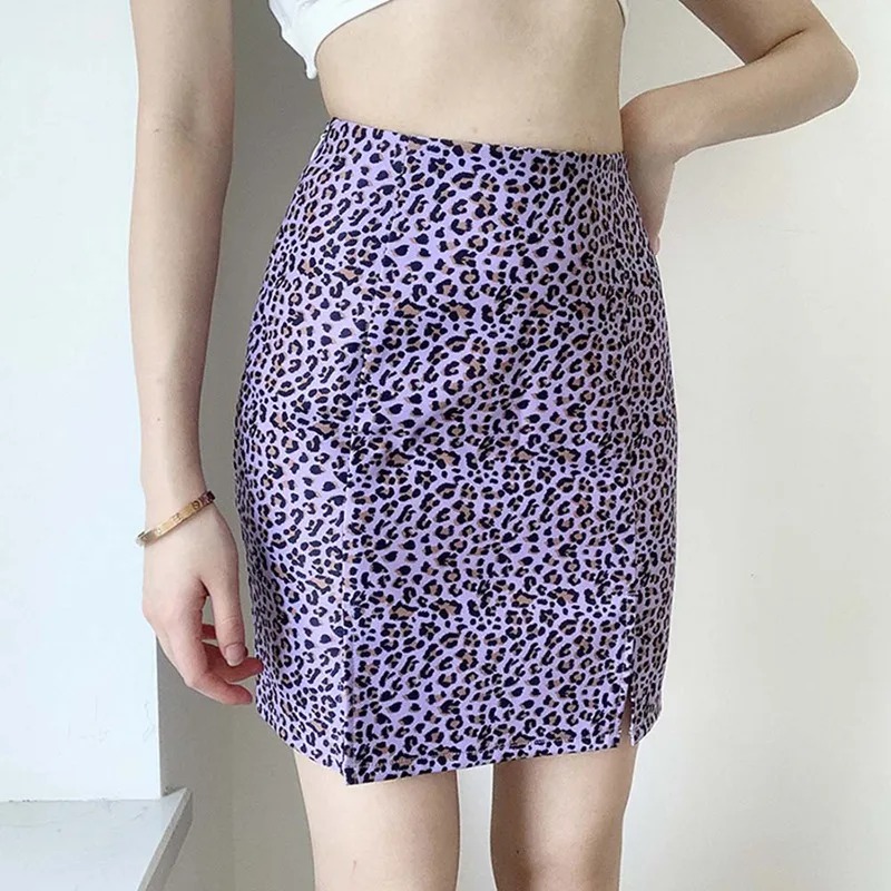 

Retro Leopard Print MIni Skirt High Waist Slim Korean New 2020 Summer Ladies Elastic Casual Sexy Bag Hip Short Skirt