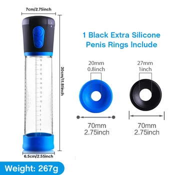 Electric Penis Pump Sex Toys for Men Male Masturbator Penis Extender Penile Vacuum Pump Penis Enlargement Enhancer Massager Ring 3