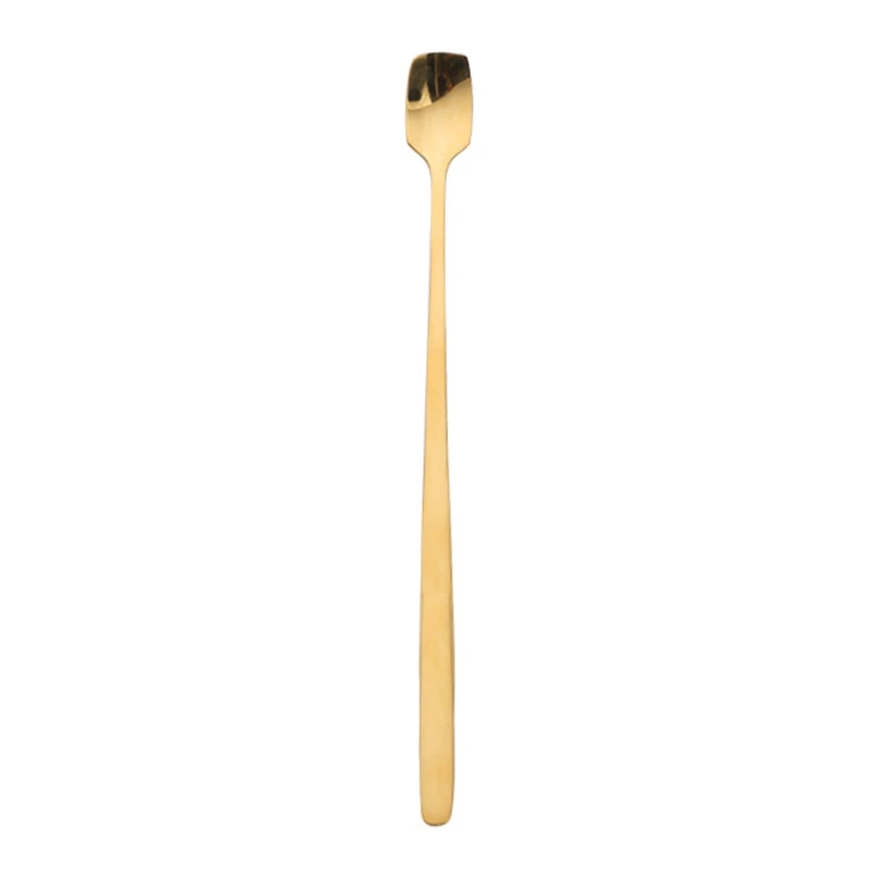 

1 Pc Long Handle Ice Cream Spoon Stainless Steel Square Head Mirror Polishing Milk Tea Coffee Stirring Spoons Flatware Utensils