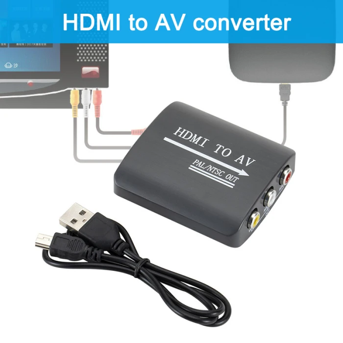 HDMI к 3RCA AV CVBS конвертер Композитный S-Video R/L аудио адаптер Upscaler GK99
