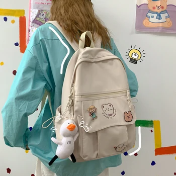 

Female Large Capacity Backpacks for School Bear Embroidery Backpack Women Small Fresh Girl School Bags Japanese Harajuku Luxury
