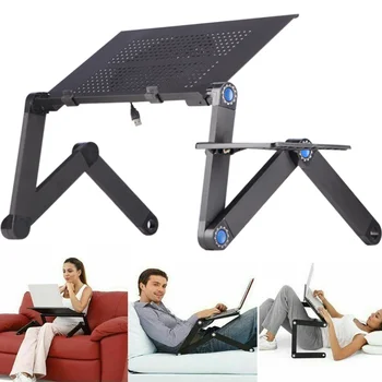 

Adjustable Laptop Stand Desk Lazy Table Folding Lifting Aluminum Alloy Cooling Bracket Portable AS99