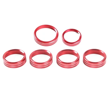 

Aluminum Alloy Car Inner Air Conditioner & Trailer & 4WD Switch Knob Ring Cover Trim for Ford F150 XLT 2016 2017, 6Pcs