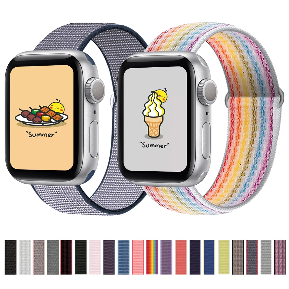 

Band For Apple watch Series se/6/4/3/2/1 38MM 42MM Nylon Soft Breathable Replacement Strap for iwatch series 43 5 6 SE 40MM 44MM
