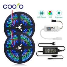 Kit de bandes lumineuses LED, DC 12V WS2811, RGB, contrôleur APP, adressable individuellement, avec contrôleur WiFi et adaptateur