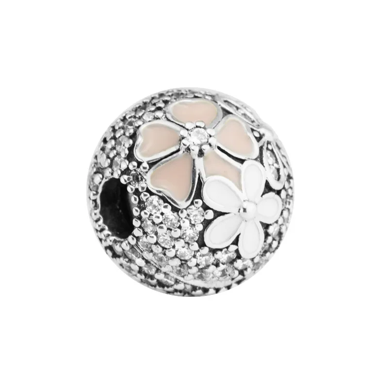 

Poetic Blooms Round Clip Beads for Silver 925 Original Charms Bracelets Women Jewelry DIY Color Flowers Beads for Jewelry Making
