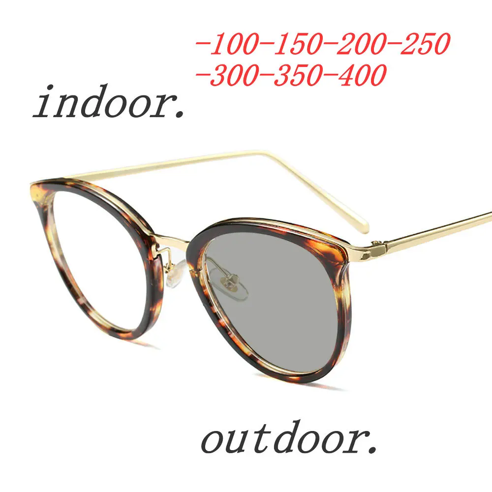 Round Anti-UV Finished Optical Eye Glasses Frames Myopia Lens For Women Men Sun Photochromism Prescription Sunglasses Women NX