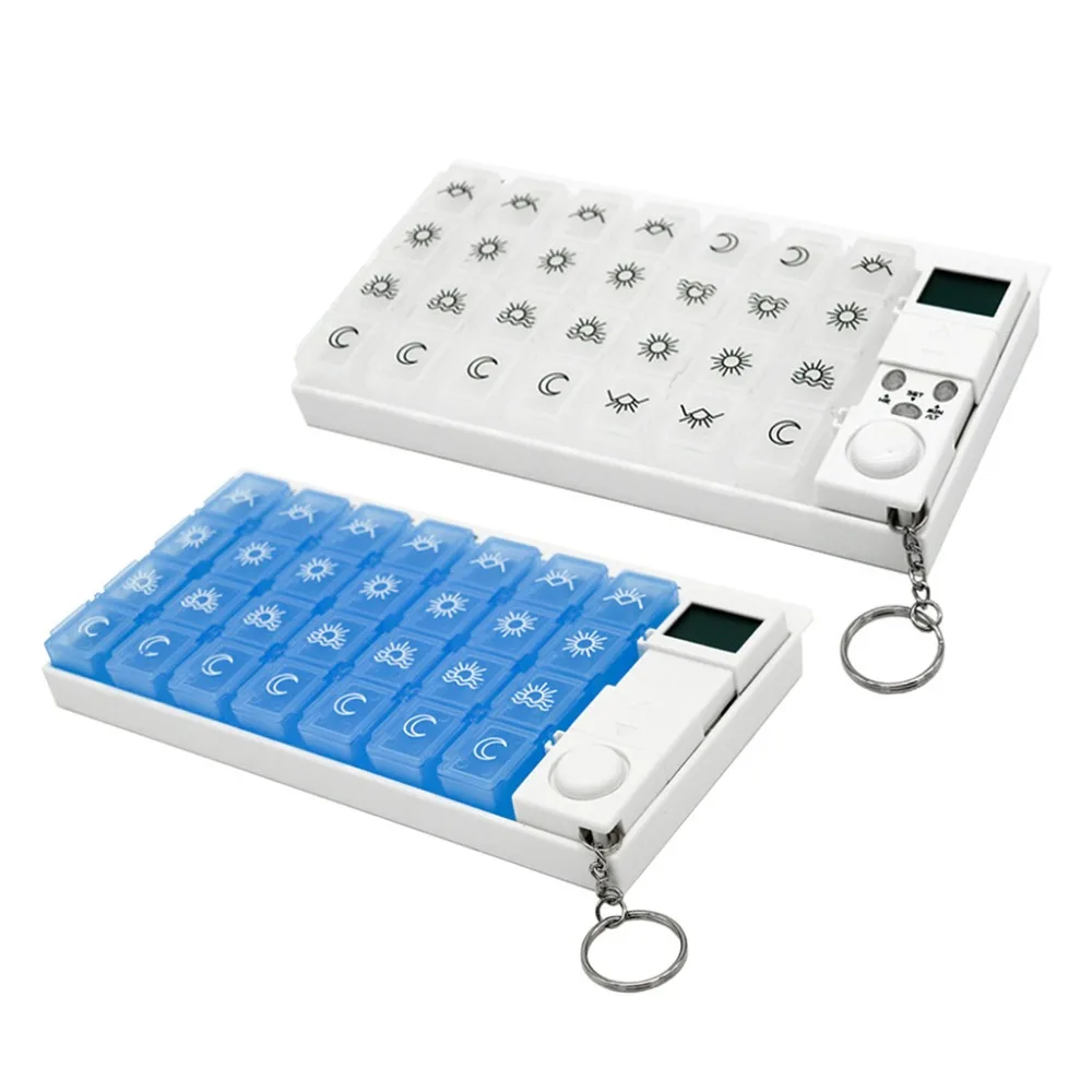 28 grids weekly 7 days medicine pill box LED pill box organizer timer reminder s Tablets storage alarm dispenser clock