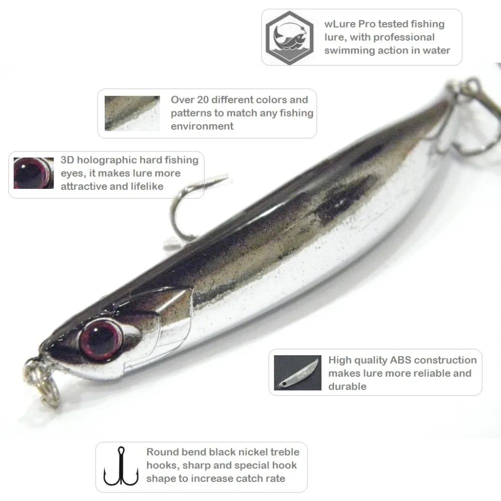 wLure Fishing Lure 11.6g 11.4cm Bend Body Style Dying Like Minnow Slow  Sinking Subsurface Muskie Bait Twitch W625