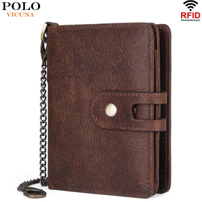 VICUNA POLO винтажный кошелек из натуральной кожи Crazy Horse для мужчин RFID блокирующий