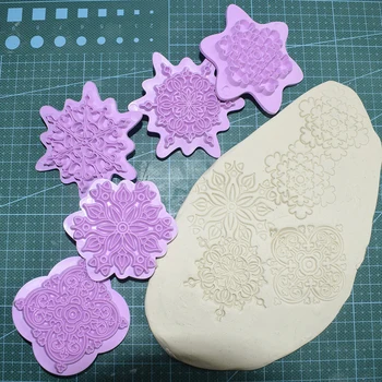 

Mould Mandala Lace Pattern Embossing Die Plastic Stamp Polymer Clay Sculpture Texture Stamp Clay Tool Mandala Dotting Tools