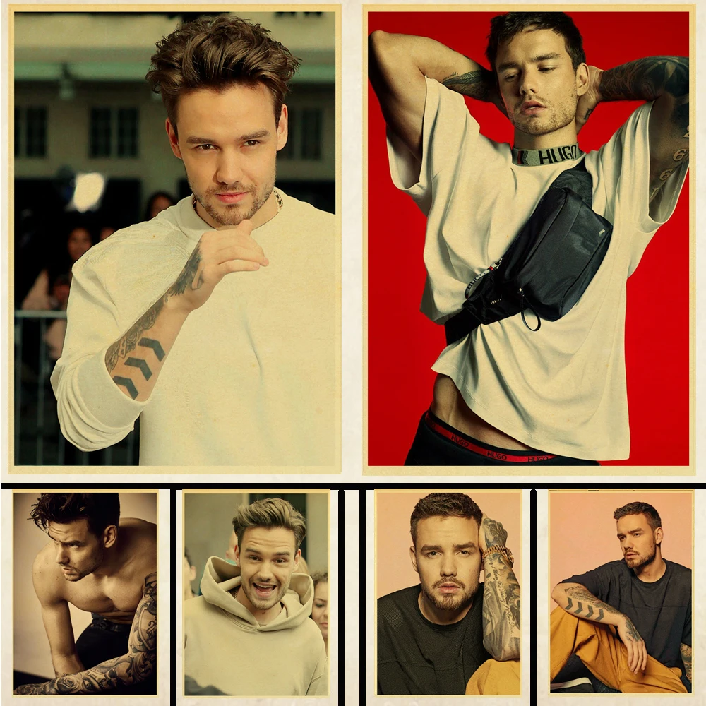 Singer Liam Payne  retro poster kraft paper material decorative painting decoration living room bedroom bar cafe .