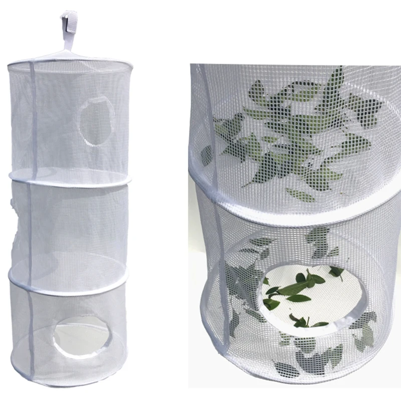 Three-Layer Hanging Zippered Herbal Drying Net Herbal Dryer Mesh Drying Rack